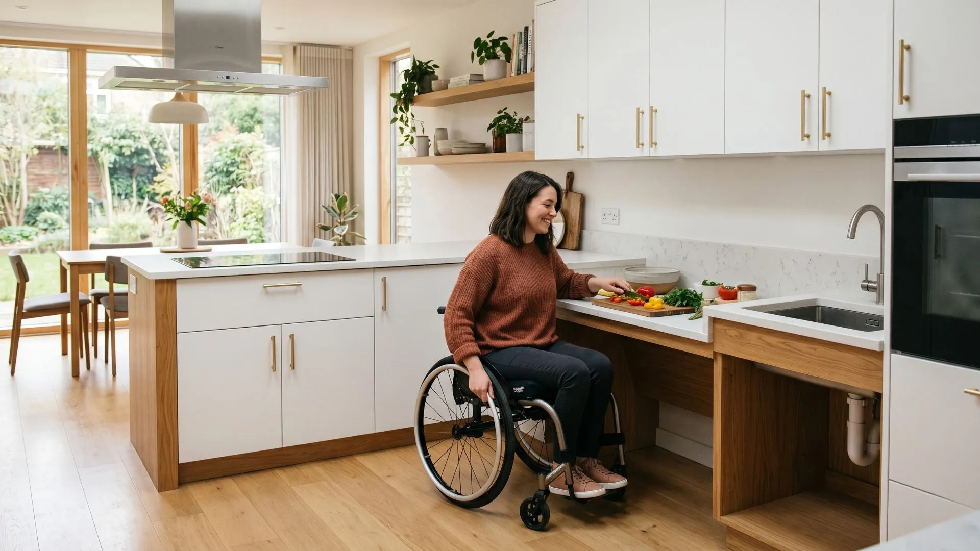 Wheelchair user at home