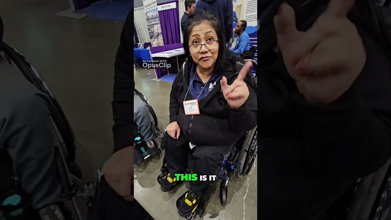 Wheelchair community member reacting to Fold at an accessibility expo